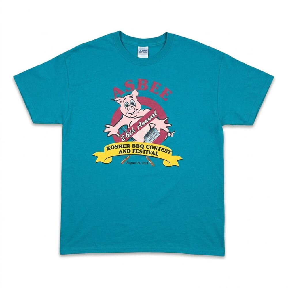 BNWOT 1990s Vintage Mens Asbee 24th Annual Kosher BBQ Contest T-Shirt Tee LG